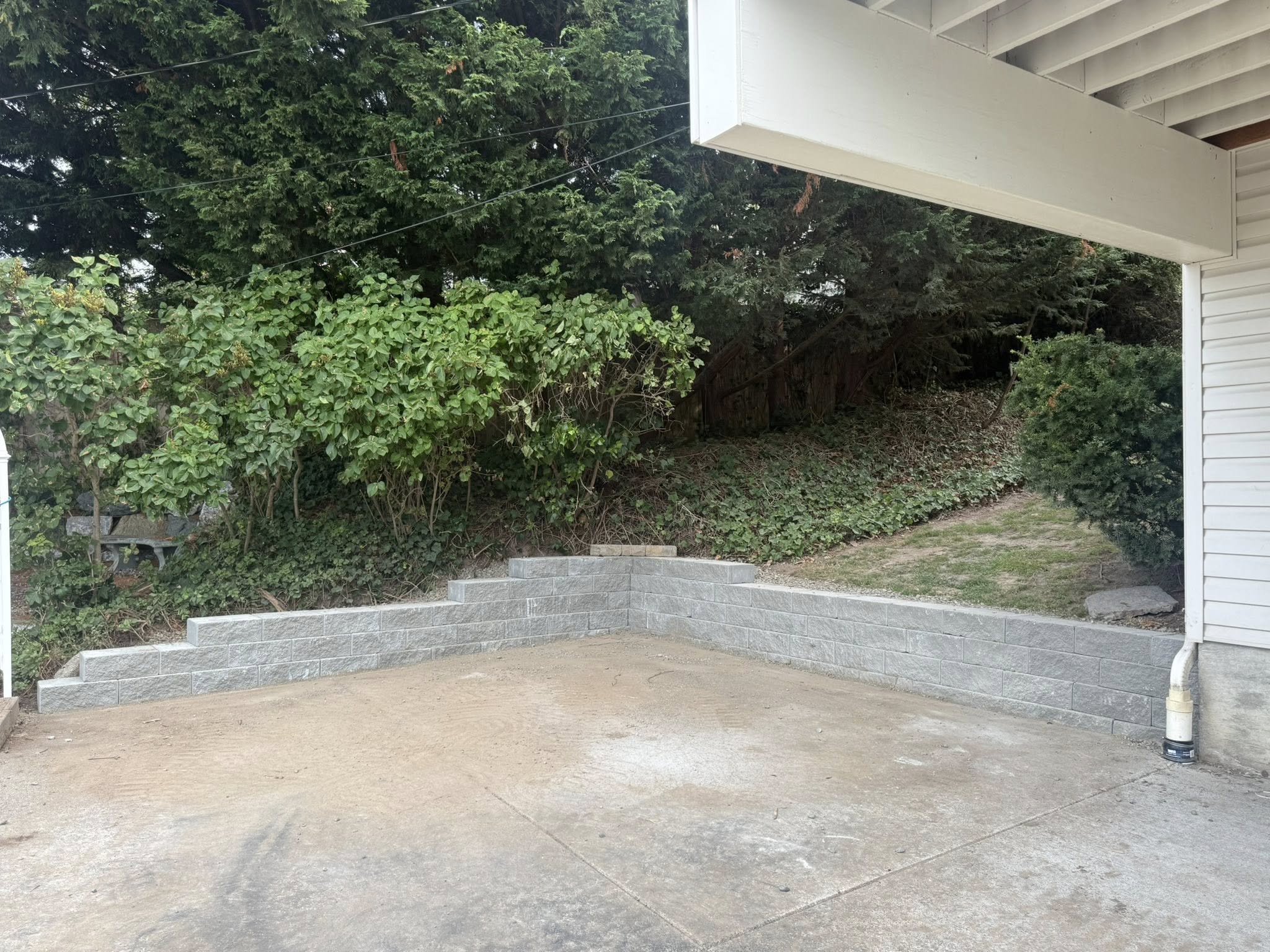 Block wall in progress