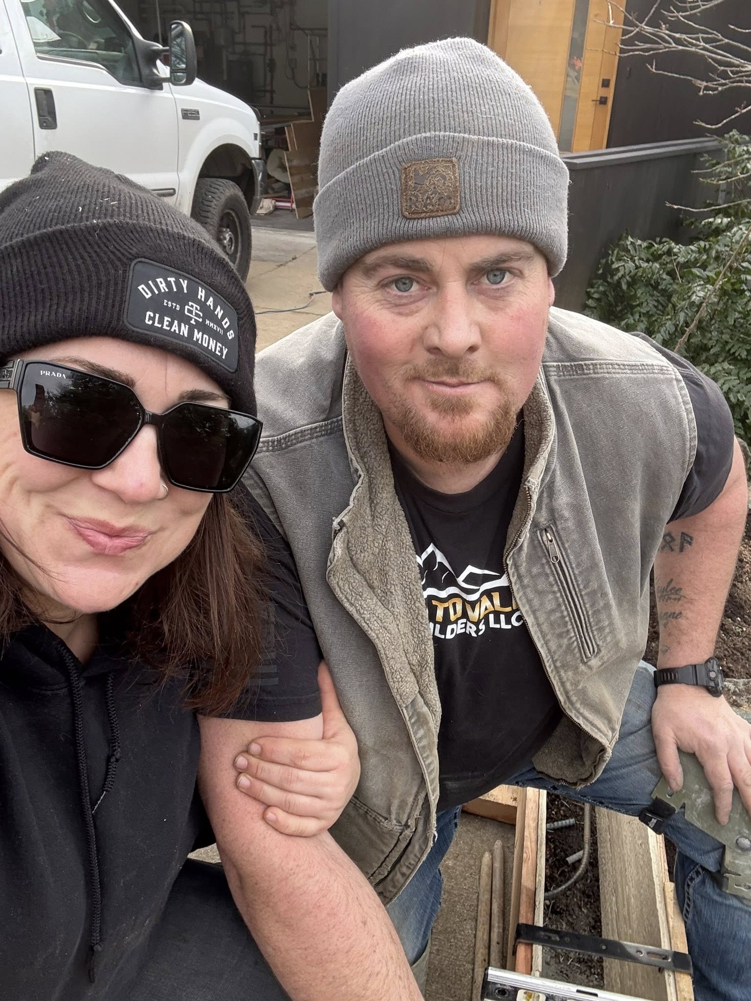 Adam and Brittney at a job site